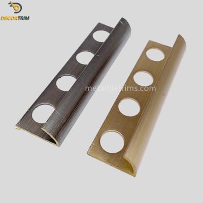 China Curved Edge Tile Edging Brass Transition Strip For Tile Decoration 10mm for sale