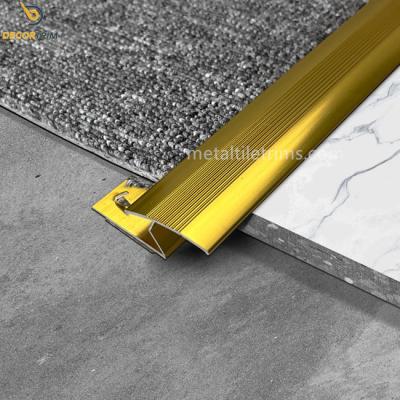 China Gloss Gold Z Bar Flooring Profile Carpet Transition Strip With Glue for sale