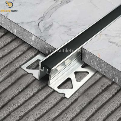 China Aluminium Satin Expansion Joint Profile With Black Rubber Insert 20mm Height for sale