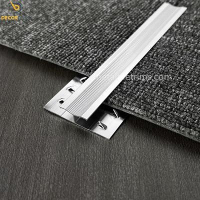 China Self Adhesive Metal Carpet Transition Strip Shiny Silver With Grippers for sale