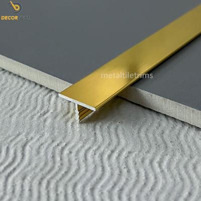 China 20mm T Shaped Transition Strip High Gloss Gold Floor Cover Aluminum for sale