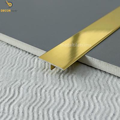 China Polish Gold 25mm Aluminium Tile Edge Trim T Molding Floor And Wall Divider Strip for sale