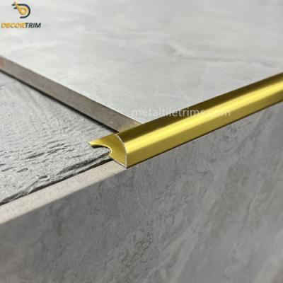 China 10x2500mm Aluminium Tile Trim High Gloss Gold Marble Bullnose External for sale