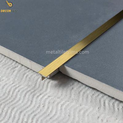 China 10mm Brushed Stainless Steel Tile Trim Decorative Gold T Shaped Flooring for sale