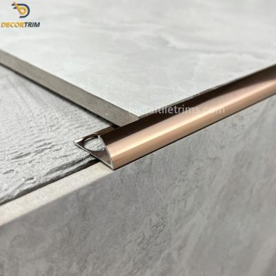 China 8mm 10mm 12mm Metal Tile Edge Trim Aluminum Curved Outside Corner for sale