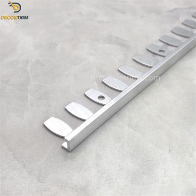 China Decorative Metal Wall Trim Aluminum Tile Trim Silver Color 2.5m 3m for sale