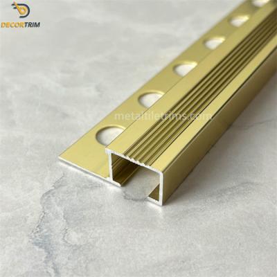 China Matt Gold Bullnose Stair Nosing Tile Trim 9.9mm Aluminum Profile Trim Te koop