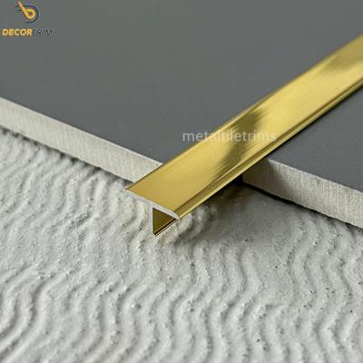 China Edge Foshan Tile Trim T Shaped Transition Strip 7.4MM Polished Gold for sale