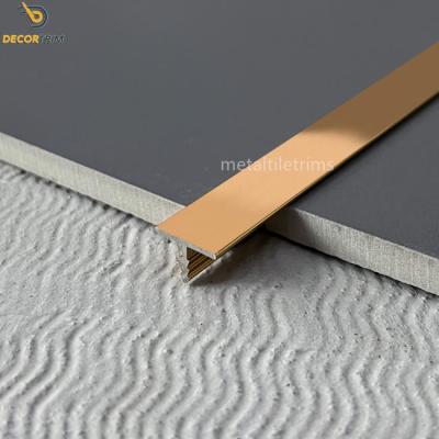 China Aluminium Edging Profile T Shaped Transition Strip Rose Gold for sale