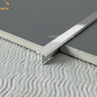 China Floor Metal Trim T Shaped Transition Strip Silver Shiny Edging OEM for sale