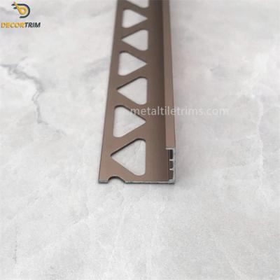 China Metal Tile Trims Aluminum Tile Edge Trim Floor Edge Finishing Brown for sale