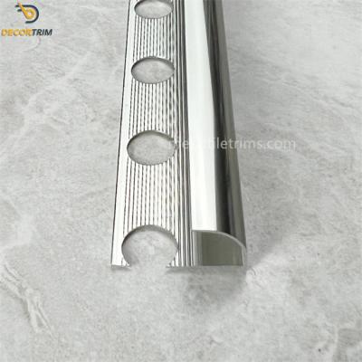 China Aluminum Corner Trim Tile Metal Schluter Strip For Silver Matt Gold Rounded for sale