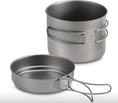 China 1600ML Titanium Pot Pan Set Super Lightweight Camping Cookware Set for sale