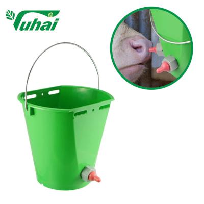 China Animal Feeding Buckets With Multiple Size Teats Nipple 8l Cattle Feeder Buckets for sale
