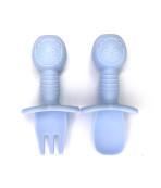 China Muñecas de bebé plegables tenedores cucharas utensilios no resbaladizos azul marrón silicona rojo en venta