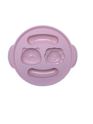 China Round Divided Mushie Silicone Suction Plate Pink Personlised With Size Is 23*18*3.7 cm And Weight Is 115 Gram for sale