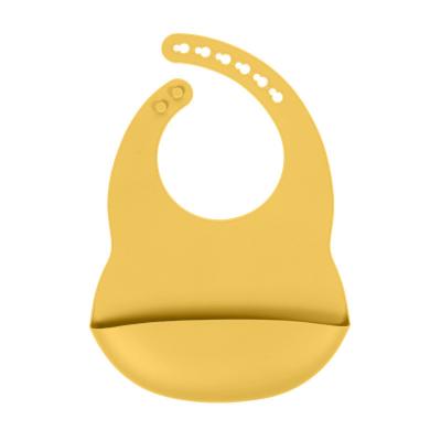 China Silicone Newborn Waterproof Baby Feeding Bib Apron Weight Is 81 Gram Yellow Colour And Size Is 3.5*30.6*20.8 cm for sale