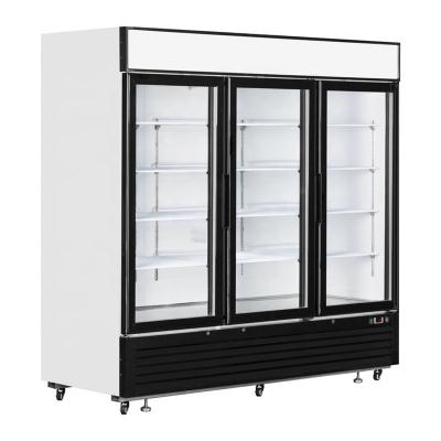 중국 1380L 반대로 안개 3개의 유리 문 강직한 전시 냉장고 판매용