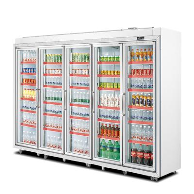 China Congelador vertical comercial de la exhibición del supermercado de la bebida en venta