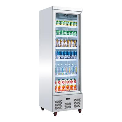 China Supermarket 460L Beverage Upright Glass Door Freezer for sale