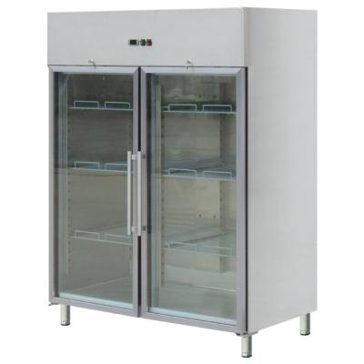 China Stainless Steel Kitchen 2 Doors Upright Display Refrigerator for sale