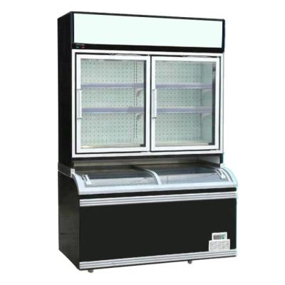 China 900L Multipurpose Double Glass Door Upright Freezer for sale