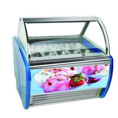 China Commercial Double Row 10 Pans Ice Cream Display Freezer for sale