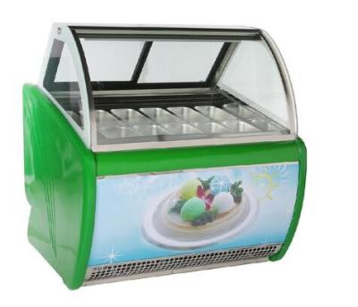 China 14 Pans Stainless Steel Pastry Shop Ice Cream Display Freezer for sale