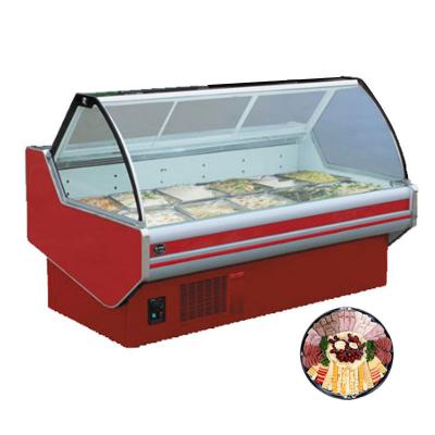 China 200L Curved Glass Restaurant Meat Display Fridges for sale