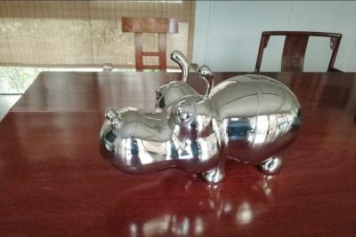 China Stainless Steel Metal Art Sculptures Animals Hippopotamus 0.4 Meter Length for sale