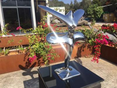 China Abstract Metal Animal Sculptures Modern Art Stainless Steel Flying Eagle for sale