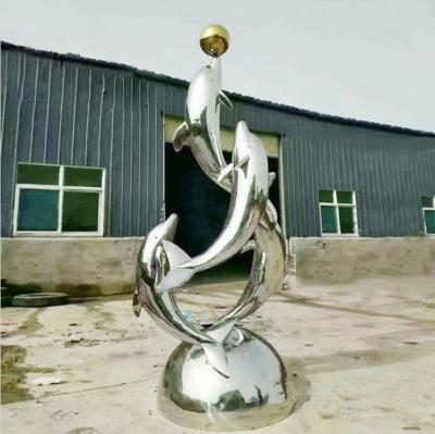 China Decoration Polished Metal Dolphin Sculpture Garden Statues And Ornaments for sale