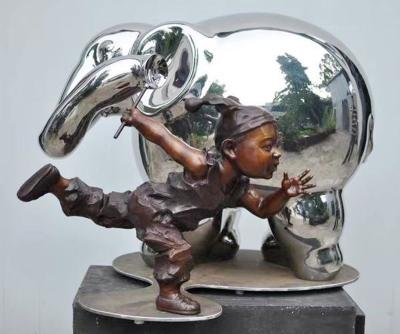 Chine Sculpture extérieure moderne en chiffre en métal, sculpture en animal d'acier inoxydable à vendre