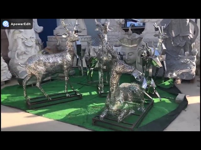 Stainless Steel Garden Animal Sculptures Outdoor Mirror Polished