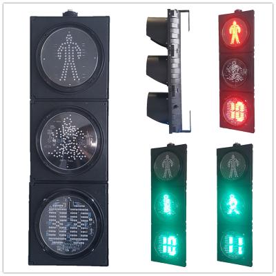 China Dynamic 200MM 3-Aspect Flip Door RG Pedestrian With Countdown Timer Road Traffic Light for sale
