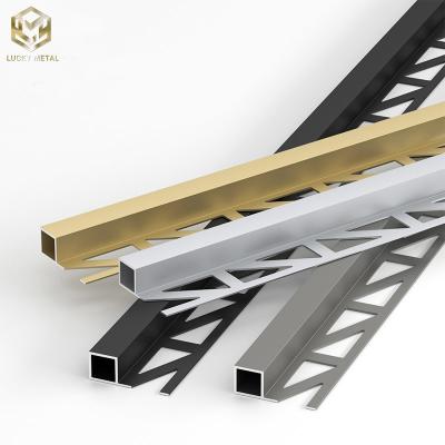 China Tile Corner Edging Trim Golden Aluminium Tansition Decorative Strip Te koop