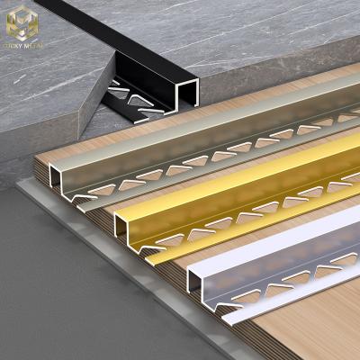 China Ceramic Tile Aluminium Edge Trim Profiles Extrusion Sections For Floor And Wall for sale