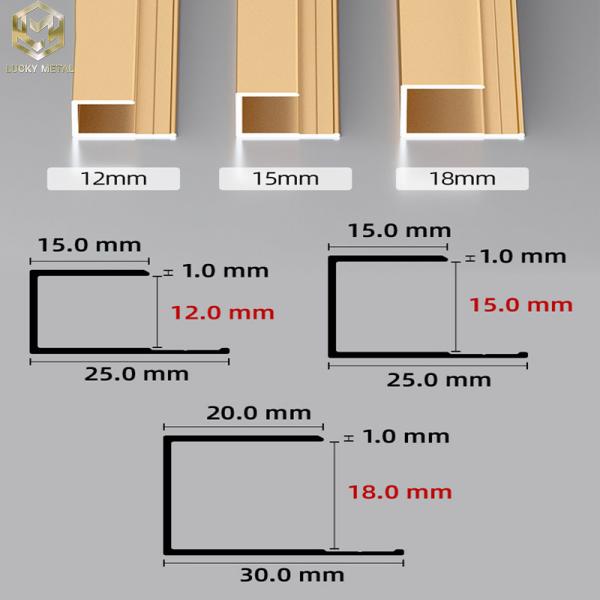 Quality Extruded Aluminium U Profile 12mm Custom Shapes For Stair Wall for sale