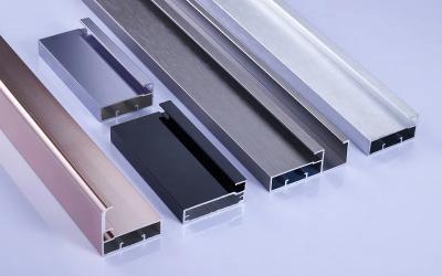 China Kitchen Aluminium Cabinet Door Frame Edge Profile Extrusion Champagne Anodizing for sale