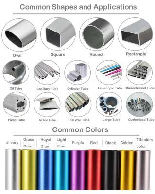 China Profiles redondos, rectangulares, ovales, cuadrados y personalizados de tubos de aluminio extruidos en venta