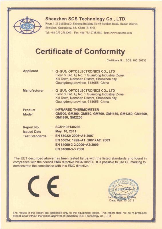 CE certificate - SHENZHEN G-SUN OPTOELECTRONICS CO.,LTD
