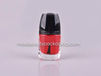 China uv coating shiny black nail polish cap 10ml nail polish bottle flat brush nail polish plastic cosmetic packaging for sale