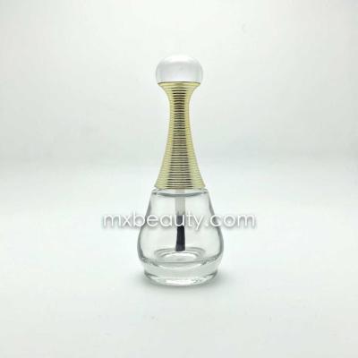 China new nail polish cap with diamond at top 15ml nail polish bottle flat brush nail polish packaging uv coating colors for sale