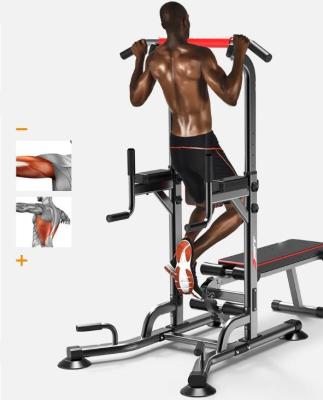 China Pull Up Bar Station With Weight Bench Push Up Multifunctional Power Tower Workout Dip Station for sale