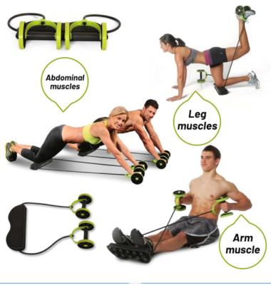 China ruedas dobles del ejercicio del engranaje de la aptitud de la rueda del rodillo del ab del instructor del músculo abdominal en venta
