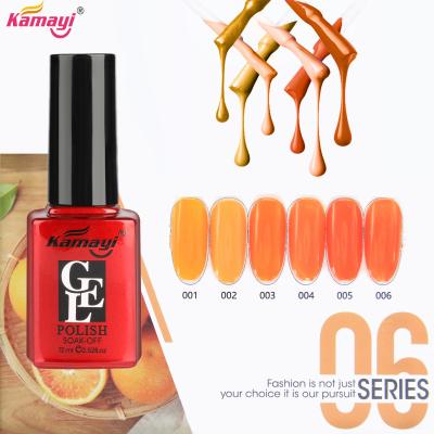 China 6 Orange Color 12ml Odorless Color Gel Polish for sale