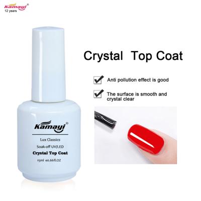 China Wear Resistance ODM 12ml UV Crystal Top Coat Nail Polish for sale