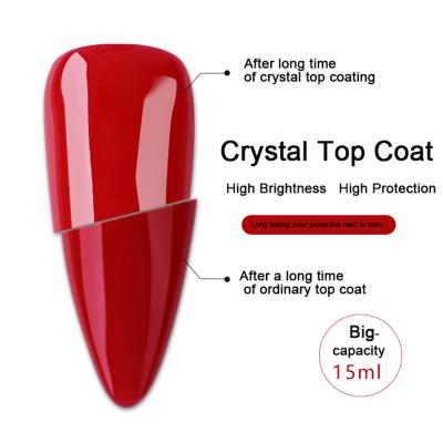 China Super Shiny 15ml UV Non Wipe Crystal Top Coat for sale