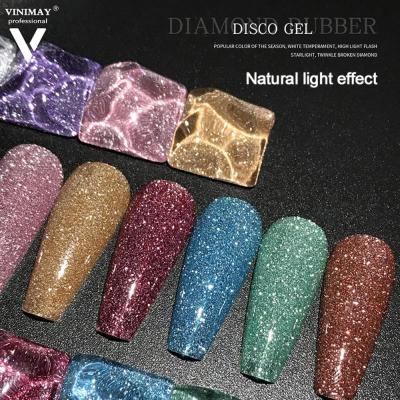 China Organic Odorless Disco Gel Polish Reflective Night Diamond UV LED Gel Polish for sale