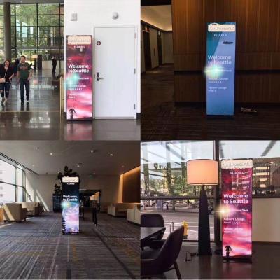 China P2.5 Indoor Movable LED Poster Plycard LED Screen Poster With Wheels for sale